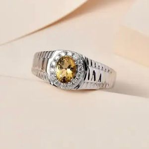Premium Brazilian Heliodor, Moissanite Men’s Ring.  NWT